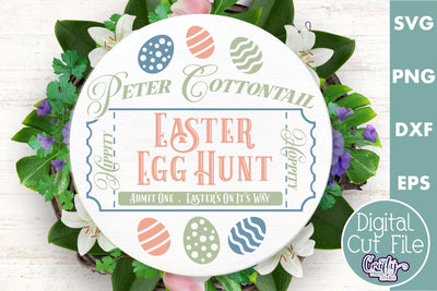 Easter Egg Hunt | Round Easter Svg | Door Hanger Svg SVG Crafty Mama Studios 