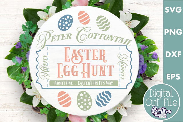 Easter Egg Hunt | Round Easter Svg | Door Hanger Svg SVG Crafty Mama Studios 