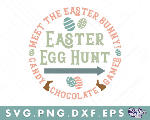 Easter Egg Hunt | Round Easter Svg | Easter Door Hanger Svg SVG Crafty Mama Studios 