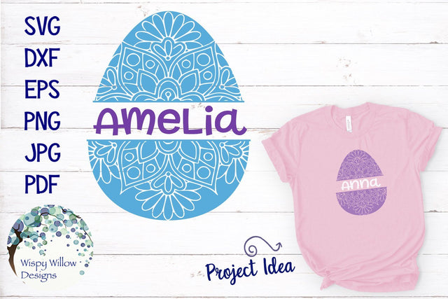 Easter Egg Mandala with Name Space SVG Wispy Willow Designs 