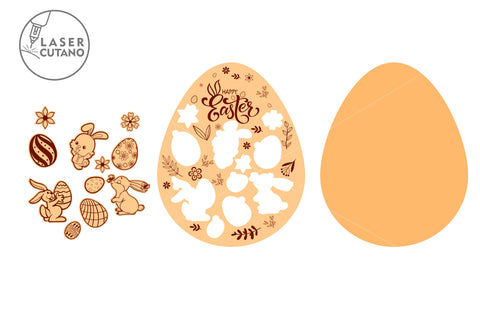 EASTER EGG Puzzle SET OF 3 Laser Cut Files, Easter Kids Designs, Multilayer Laser Cut Files, Mandala, Round Sign SVG, 3D Designs, Mini Design Bundles SVG LaserCutano 