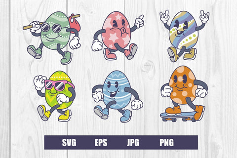 Easter egg retro character svg bundle SVG dadan_pm 