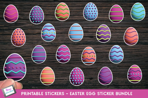 Easter Egg Sticker Bundle - 32 Printable Easter Egg Designs SVG Stacy's Digital Designs 