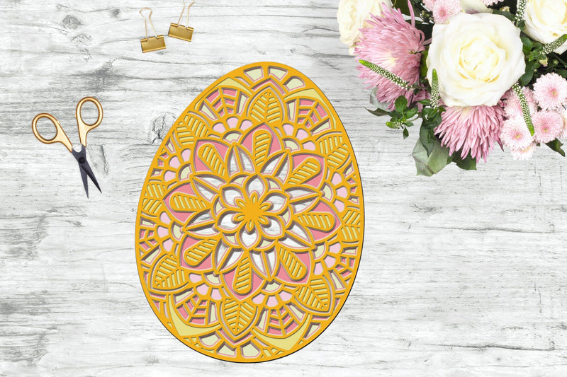 Easter Egg SVG, 3D Layered Easter Mandala cut file - 5 Layers. - So Fontsy