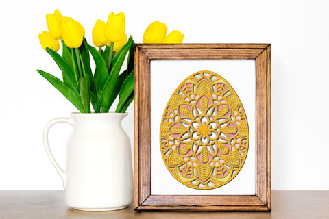 Easter Egg SVG, 3D Layered Easter Mandala cut file - 5 Layers. SVG Elinorka 
