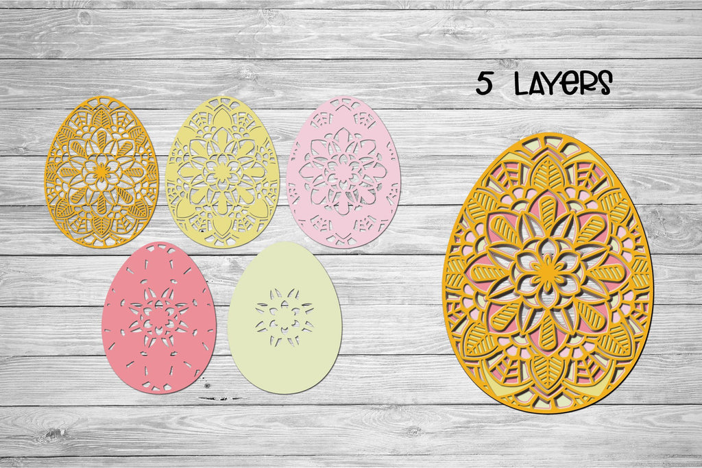 Easter Egg SVG, 3D Layered Easter Mandala cut file - 5 Layers. - So Fontsy