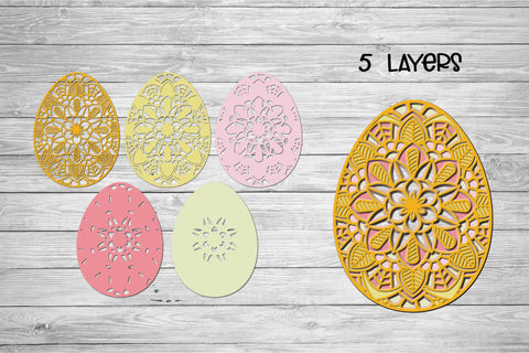 Easter Egg SVG, 3D Layered Easter Mandala cut file - 5 Layers. SVG Elinorka 