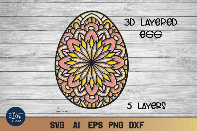 Easter Egg SVG, 3D Layered Mandala SVG. 3D Paper Elinorka 