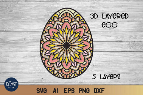 Easter Egg SVG, 3D Layered Mandala SVG. 3D Paper Elinorka 