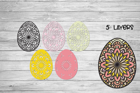 Easter Egg SVG, 3D Layered Mandala SVG. 3D Paper Elinorka 