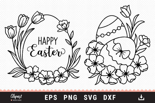 Easter egg SVG, Happy Easter SVG, DXF, Cricut, Silhouette SVG ClipartMuchLove 