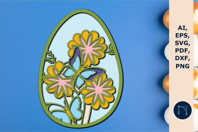 Easter egg SVG,3D layer egg, Flower egg SVG MD JOYNAL ABDIN 