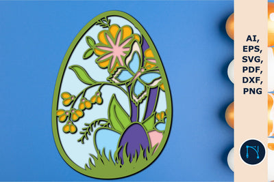 Easter egg SVG,3D layer egg, Flower egg SVG MD JOYNAL ABDIN 