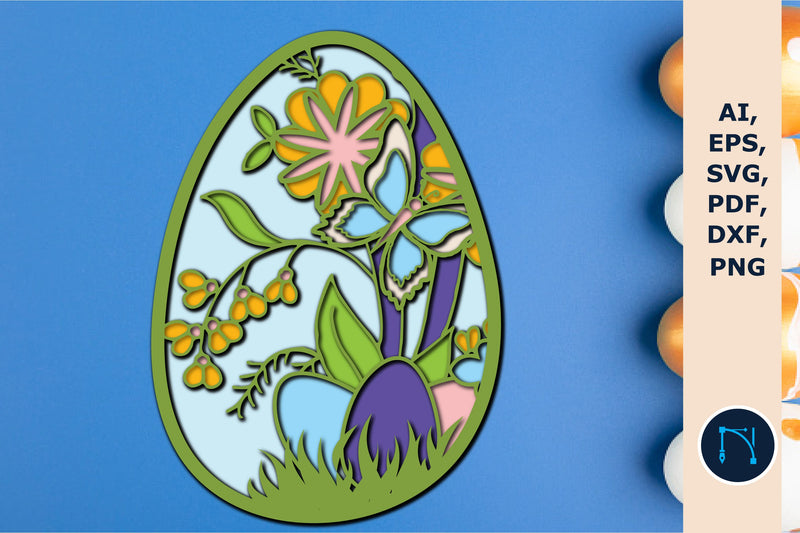 Easter egg SVG,3D layer egg, Flower egg - So Fontsy