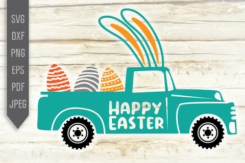 Easter Egg Truck With Bunny Ears Svg. Minty Easter Old Truck Svg. Easter Vintage Truck Svg. Happy Easter Svg. Kids Easter Shirt. Cricut, Silhouette, dxf SVG Mint And Beer Creations 