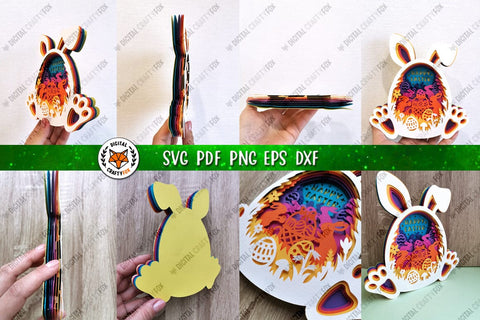 Easter Egg with Bunny Ears |3D Easter Paper Cut SVG 3D Paper Digital Craftyfox 