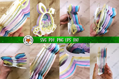 Easter Egg with Bunny Ears |3D Easter Paper Cut SVG 3D Paper Digital Craftyfox 