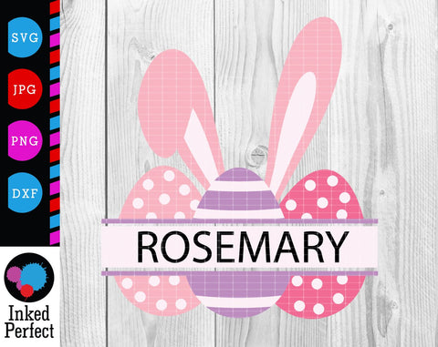 Easter Egg With Bunny Ears Split Monogram SVG Inked Perfect 