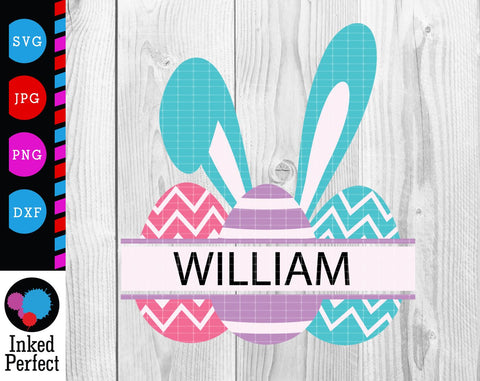 Easter Egg With Bunny Ears Split Monogram SVG Inked Perfect 