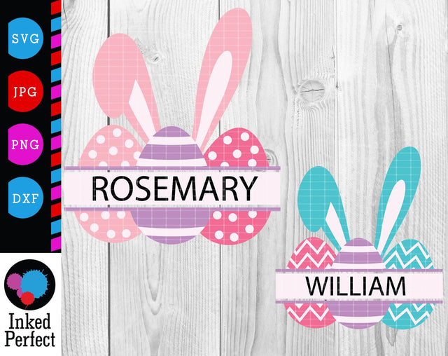 Easter Egg With Bunny Ears Split Monogram SVG Inked Perfect 