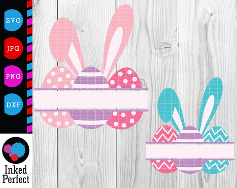 Easter Egg With Bunny Ears Split Monogram SVG Inked Perfect 