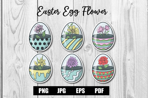 Easter Egg with Flower sticker printable SVG dadan_pm 