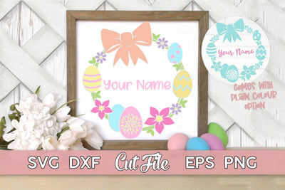 Easter Egg Wreath SVG | Easter basket cut file, round sign SVG Maggie Do Design 