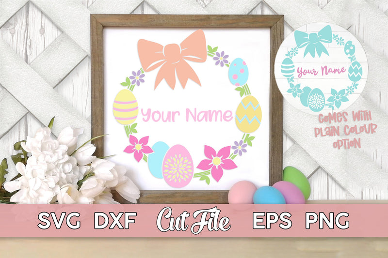 Easter Egg Wreath SVG | Easter basket cut file, round sign SVG Maggie Do Design 