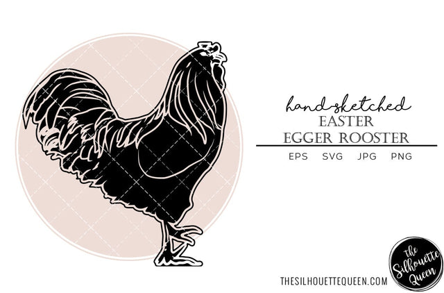 Easter Egger Rooster Sketch Vector SVG Loveleen Kaur 