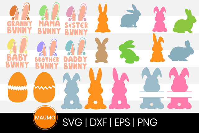 Easter Eggs and Bunnies Family Set SVG Maumo Designs 