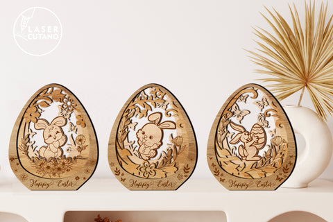 EASTER Eggs Bundle, Easter Rabbits for Holiday, Multilayer Laser Cut Files, Mandala, Round Sign SVG, 3D Designs, Mini Design Bundles SVG LaserCutano 