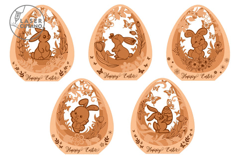 EASTER Eggs Bundle, Easter Rabbits for Holiday, Multilayer Laser Cut Files, Mandala, Round Sign SVG, 3D Designs, Mini Design Bundles SVG LaserCutano 