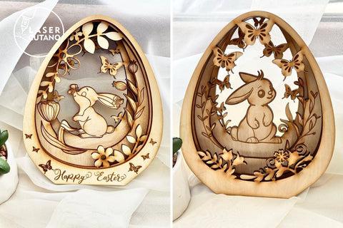 EASTER Eggs Bundle, Easter Rabbits for Holiday, Multilayer Laser Cut Files, Mandala, Round Sign SVG, 3D Designs, Mini Design Bundles SVG LaserCutano 