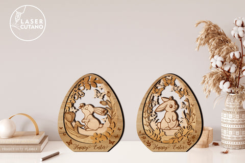 EASTER Eggs Bundle, Easter Rabbits for Holiday, Multilayer Laser Cut Files, Mandala, Round Sign SVG, 3D Designs, Mini Design Bundles SVG LaserCutano 