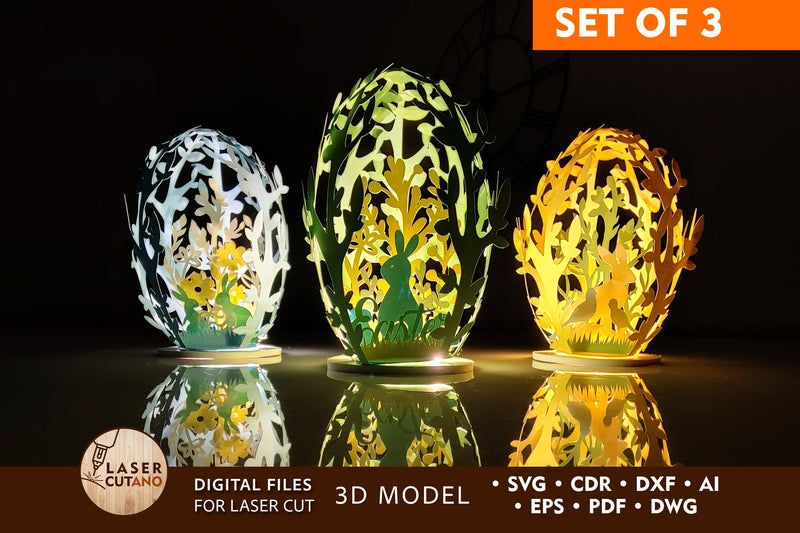 Easter Eggs Bundle File for Paper Cut, Cricut, Silhouette SVG LaserCutano 