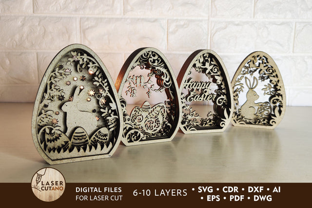 EASTER EGGS BUNDLE Multilayer Laser Cut Files, Mandala, Round Sign SVG, 3D Designs, Mini Design Bundles SVG LaserCutano 