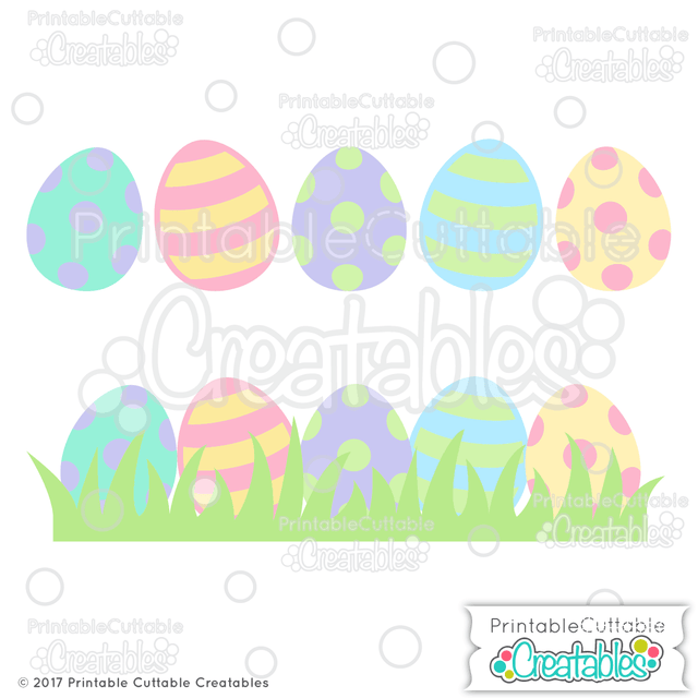 Easter Eggs in Grass SVG Printable Cuttable Creatables 