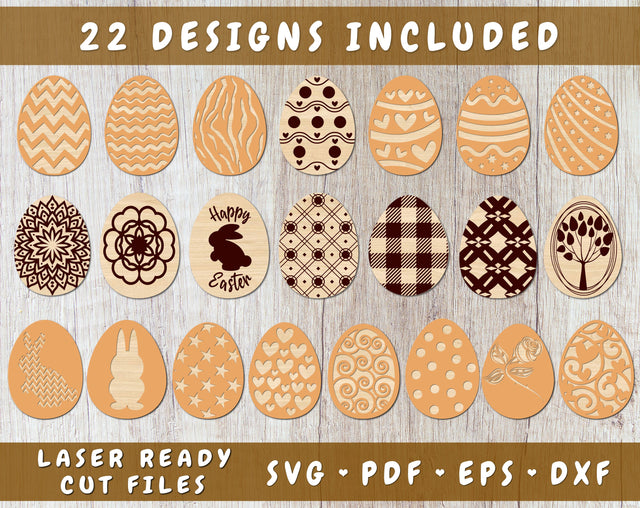 Easter Eggs Laser Cut Files, Easter Egg SVG, Easter Egg Glowforge Files, Easter Decor SVG, Happy Easter SVG SVG HappyDesignStudio 