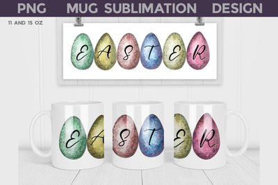 Easter Eggs Mug Sublimation | Spring Mug Wrap Sublimation WatercolorColorDream 
