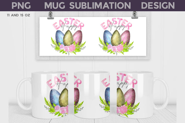 Easter Eggs Mug Sublimation | Spring Mug Wrap Sublimation WatercolorColorDream 