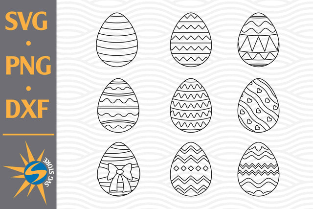 Easter Eggs Outline SVG, PNG, DXF Digital Files Include SVG SVGStoreShop 