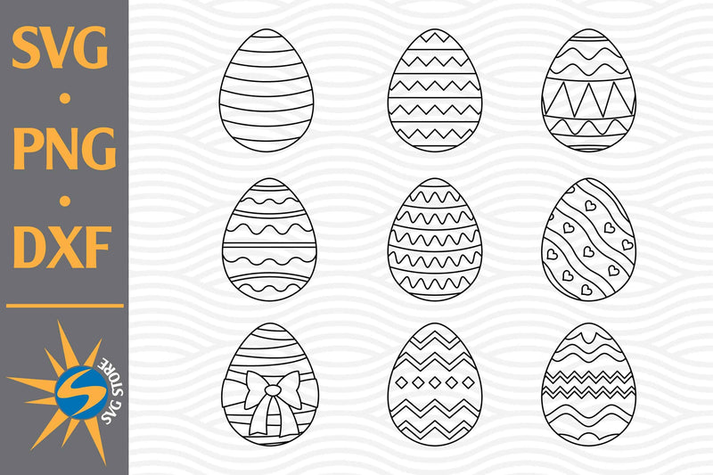 Easter Eggs Outline SVG, PNG, DXF Digital Files Include SVG SVGStoreShop 