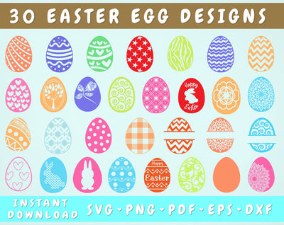 Easter Eggs SVG Bundle, Easter Eggs Cut Files for Cricut, Silhouette, Easter Eggs PNG SVG HappyDesignStudio 