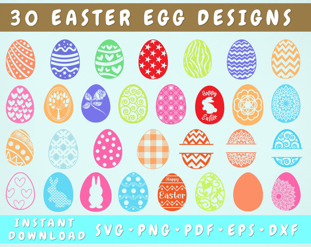 Easter Eggs SVG Bundle, Easter Eggs Cut Files for Cricut, Silhouette, Easter Eggs PNG SVG HappyDesignStudio 