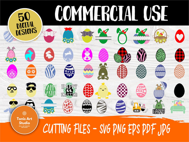Easter Eggs SVG Cut File | 50 Egg Clipart | Svg Bundle | Egg Svg | Easter Egg Svg | Egg Silhouette | Easter Svg | Svg Files for Cricut SVG TonisArtStudio 