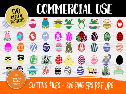 Easter Eggs SVG Cut File | 50 Egg Clipart | Svg Bundle | Egg Svg | Easter Egg Svg | Egg Silhouette | Easter Svg | Svg Files for Cricut SVG TonisArtStudio 