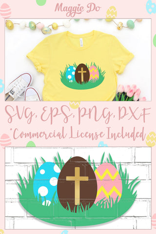 Easter Eggs SVG with cross | Religious Easter Shirt SVG Maggie Do Design 