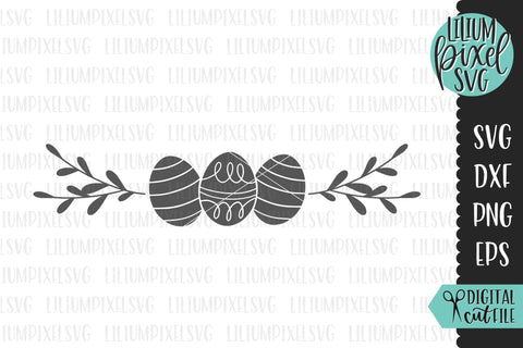Easter Eggs with Leaves Frame SVG Lilium Pixel SVG 