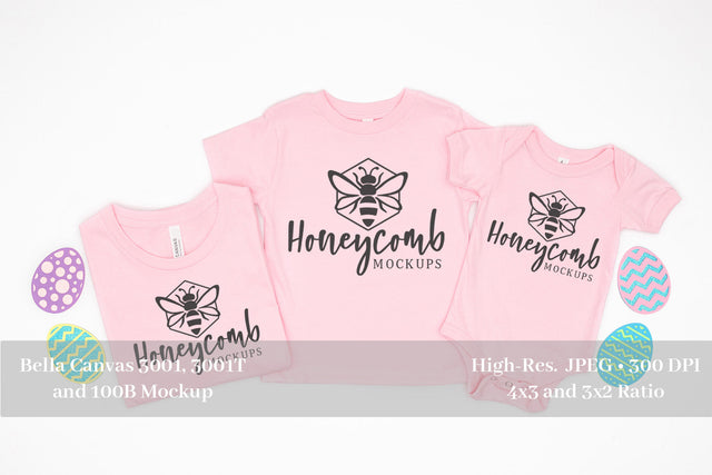 Easter Family Mockup, Mommy and Me Mockup, Pink Bella Canvas, Toddler Mockup, Baby Mockup Mock Up Photo Honeycomb Mockups 