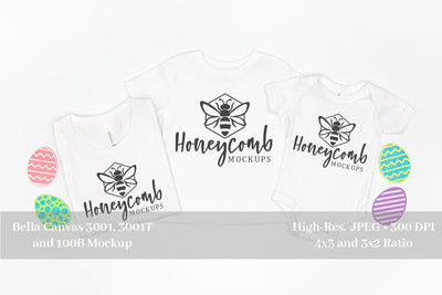 Easter Family Mockup, Mommy and Me Mockup, White Bella Canvas Mockup, White Baby Mockup, White Toddler Mockup Mock Up Photo Honeycomb Mockups 